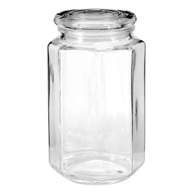 Orsina Abbie Hexagonal Glass Storage Jar – Clear Kitchen Spice Canister