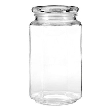 Orsina Abbie Hexagonal Glass Storage Jar – Clear Kitchen Spice Canister