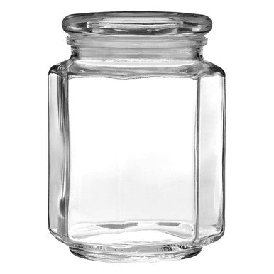 Orsina Hexagonal Glass Storage Jar – 780ml Kitchen Pantry Container