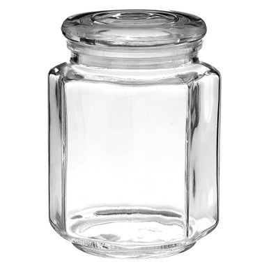 Orsina Hexagonal Glass Storage Jar – 780ml Kitchen Pantry Container