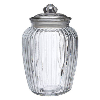Orsina Abbie Ribbed Glass Storage Jar – Large 2280ml Kitchen Canister