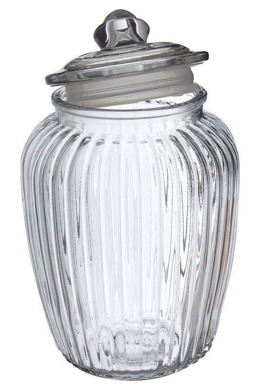 Orsina Abbie Ribbed Glass Storage Jar – Large 2280ml Kitchen Canister