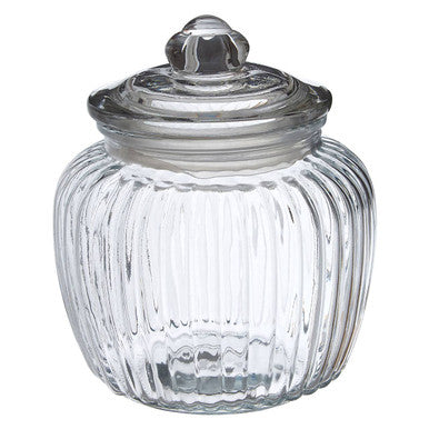 Orsina Abbie Ribbed Glass Storage Jar | 1320ml Airtight Kitchen Canister