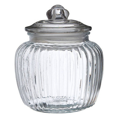 Orsina Abbie Ribbed Glass Storage Jar | 1320ml Airtight Kitchen Canister