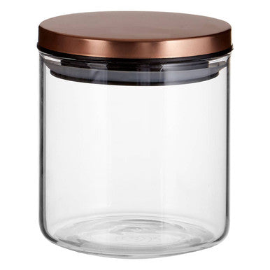 Orsina Freska Glass Storage Jar with Rose Gold Lid - 550ml Spice Jar