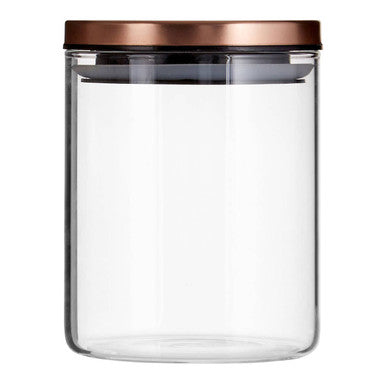 Orsina Freska Glass Storage Jar with Rose Gold Lid - 700ml Pantry Jar