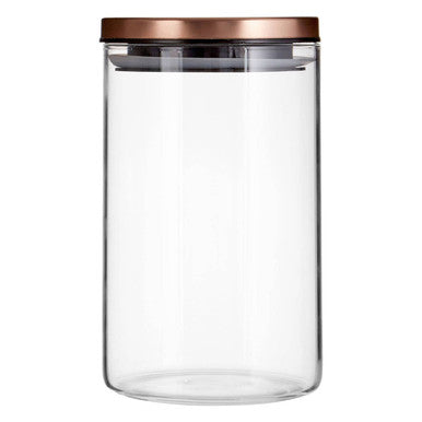 Orsina Freska Glass Storage Jar with Rose Gold Lid - 950ml Canister
