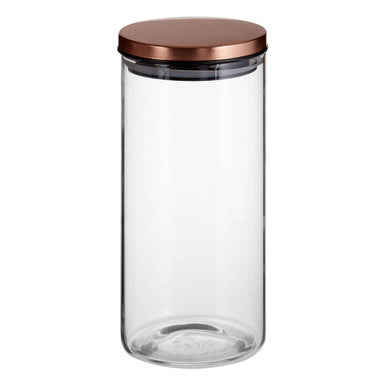 Orsina Freska Glass Storage Jar | Rose Gold Lid Food Canister 1300ml