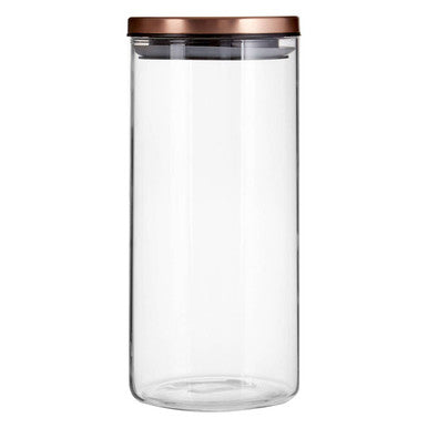 Orsina Freska Glass Storage Jar | Rose Gold Lid Food Canister 1300ml