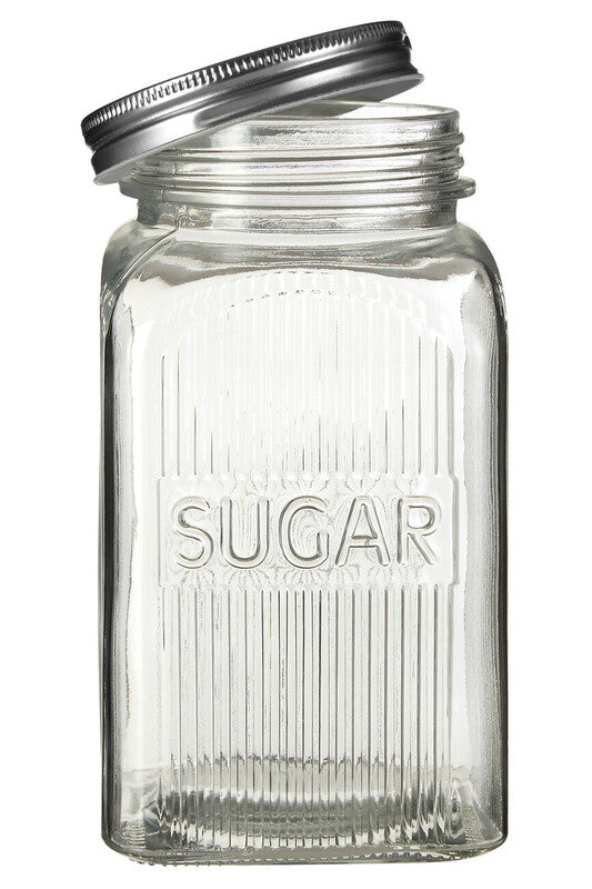 Orsina Luca Glass Tea Coffee Sugar Jars with Airtight Silver Lids