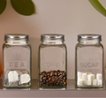 Orsina Luca Glass Tea Coffee Sugar Jars with Airtight Silver Lids