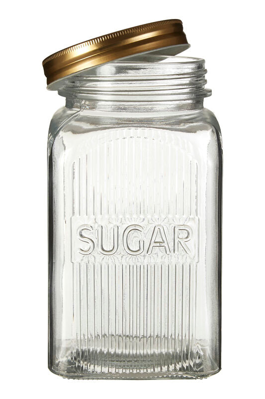 Orsina Luca Glass Jars with Gold Lids – Tea Coffee Sugar Set of 3
