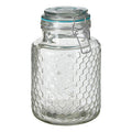 Orsina Apiary Honeycomb Textured Glass Jar with Blue Seal - 1300ml