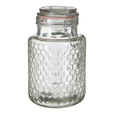 Orsina Apiary Textured Glass Jar with Pink Seal and Clip - 1300ml