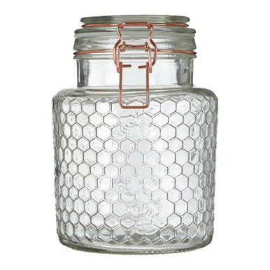 Orsina Apiary Textured Glass Jar 1300ml | Airtight Kitchen Storage