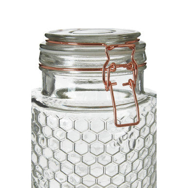Orsina Apiary Textured Glass Jar 1300ml | Airtight Kitchen Storage