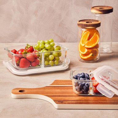 Orsina Freska 2 Section Square Glass Food Storage Container - 520ml