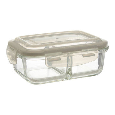 Orsina Freska 2-Section Rectangular Glass Food Container with Lid - 640ml