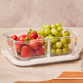 Orsina Freska 2 Section Rectangular Glass Food Container with Lid - 1040ml