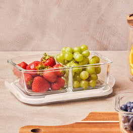 Orsina Freska 2-Section Glass Meal Prep Container with Lid - 1520ml