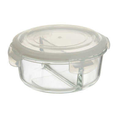 Orsina Freska 2 Section Round Glass Meal Prep Container with Lid - 950ml
