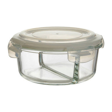 Orsina Freska 2 Section Round Glass Meal Prep Container with Lid - 950ml