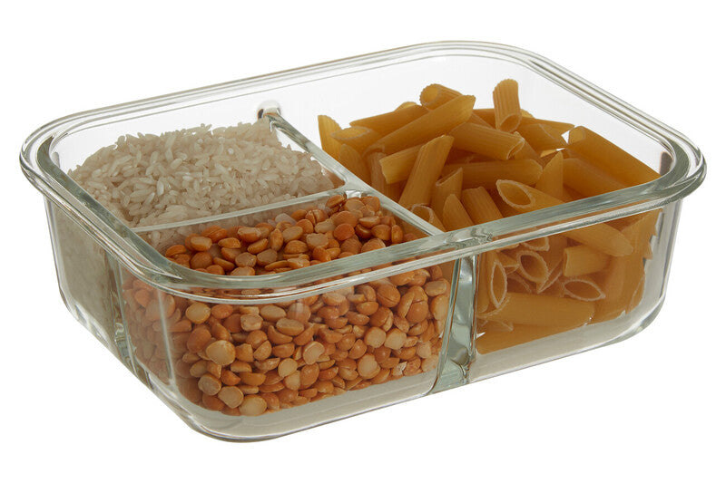 Orsina 3-Section Glass Meal Prep Container with Airtight Lid – 1040ml