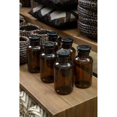 Orsina Apothecary Amber Glass Bottle – 1L Large Bathroom Storage Jar