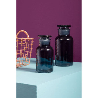 Orsina Large Smoke Grey Glass Apothecary Reagent Bottle with Lid