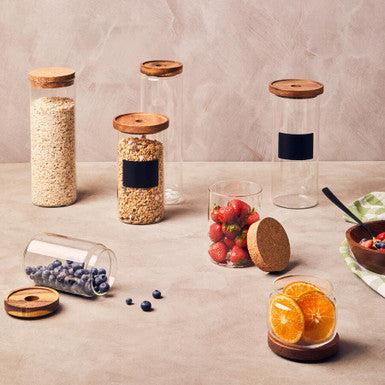 Orsina Tromso 700ml Glass Spice Jar with Cork Lid & Chalkboard Label