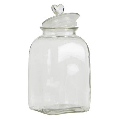 Orsina Valentine Large Glass Storage Jar with Heart Handle – 1pc