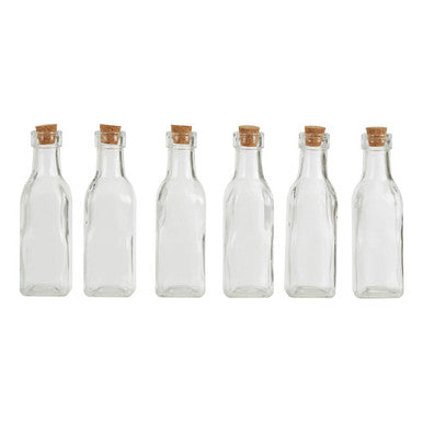 Orsina Tromso Small Glass Bottles with Cork Stoppers - Set of 6