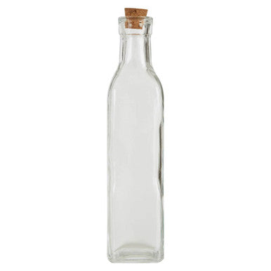 Orsina Tromso Glass Bottles with Cork Stoppers - Set of 6 Square Bottles