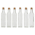Orsina Tromso Glass Bottles with Cork Stoppers - Set of 6 Square Bottles