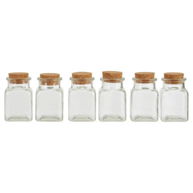 Orsina Tromso Set of 6 Square Glass Spice Jars with Cork Stoppers