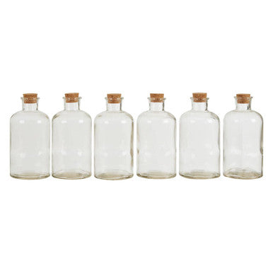 Orsina Tromso Round Glass Bottles with Cork Stoppers - Set of 6