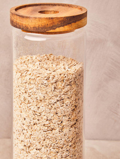Orsina Freska Glass Jar with Acacia Wood Lid - 1600ml Food Canister