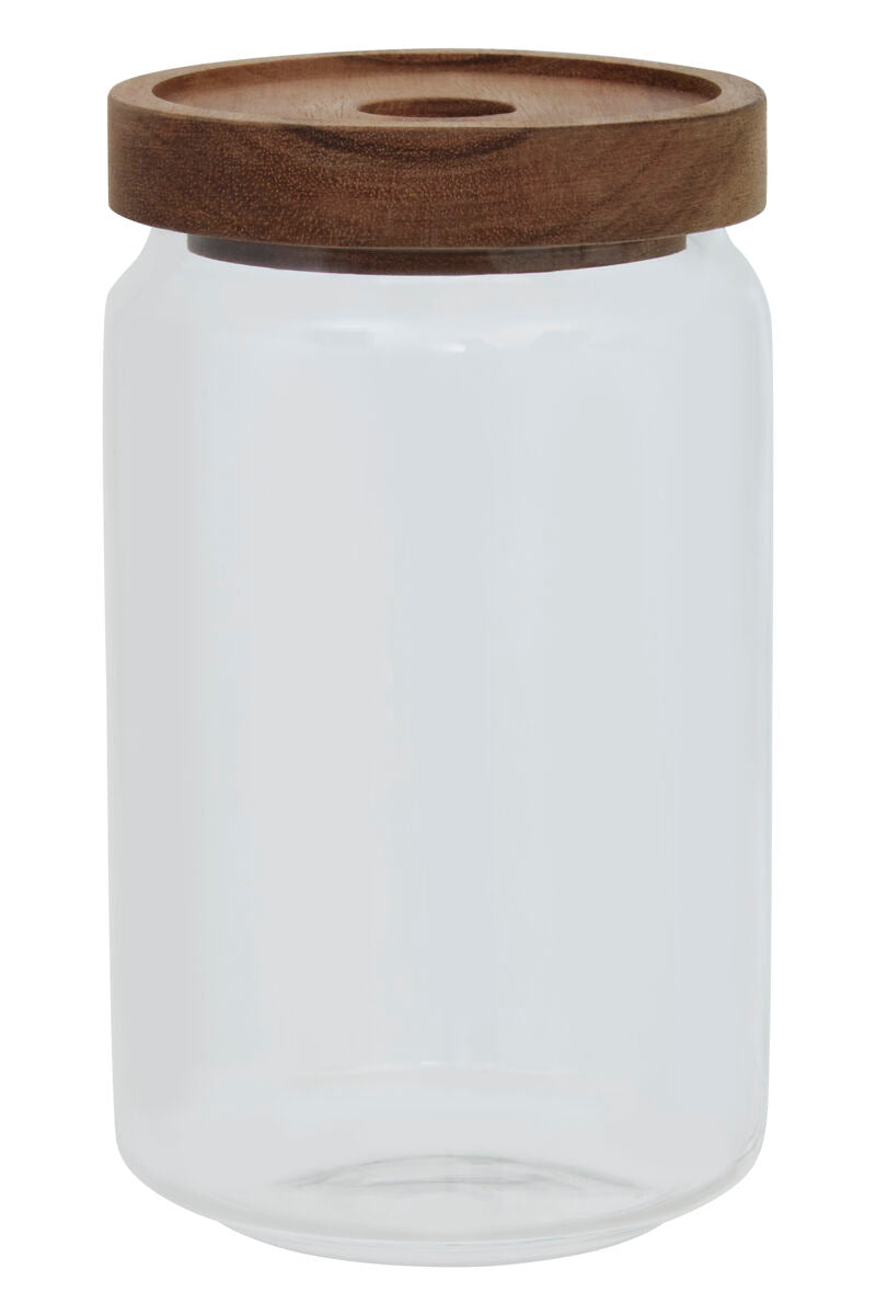 Orsina Freska Glass Storage Jar with Airtight Acacia Wood Lid – 800ml