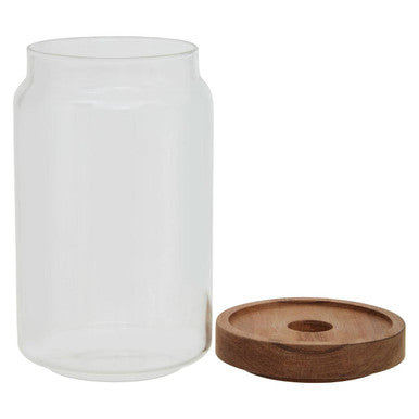 Orsina Freska Glass Storage Jar with Airtight Acacia Wood Lid – 800ml