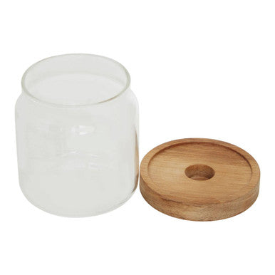Orsina Freska Glass Food Storage Jar with Acacia Wood Lid - 700ml