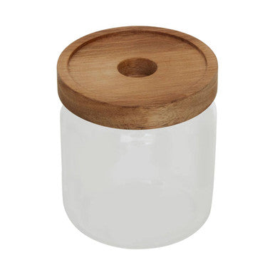 Orsina Freska Glass Food Storage Jar with Acacia Wood Lid - 700ml