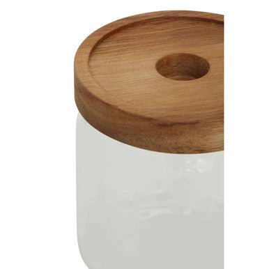 Orsina Freska Glass Food Storage Jar with Acacia Wood Lid - 700ml