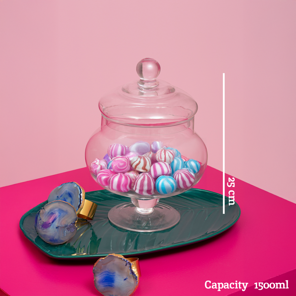 Orsina Olivia Small Glass Candy Jar – Clear Footed Storage Canister