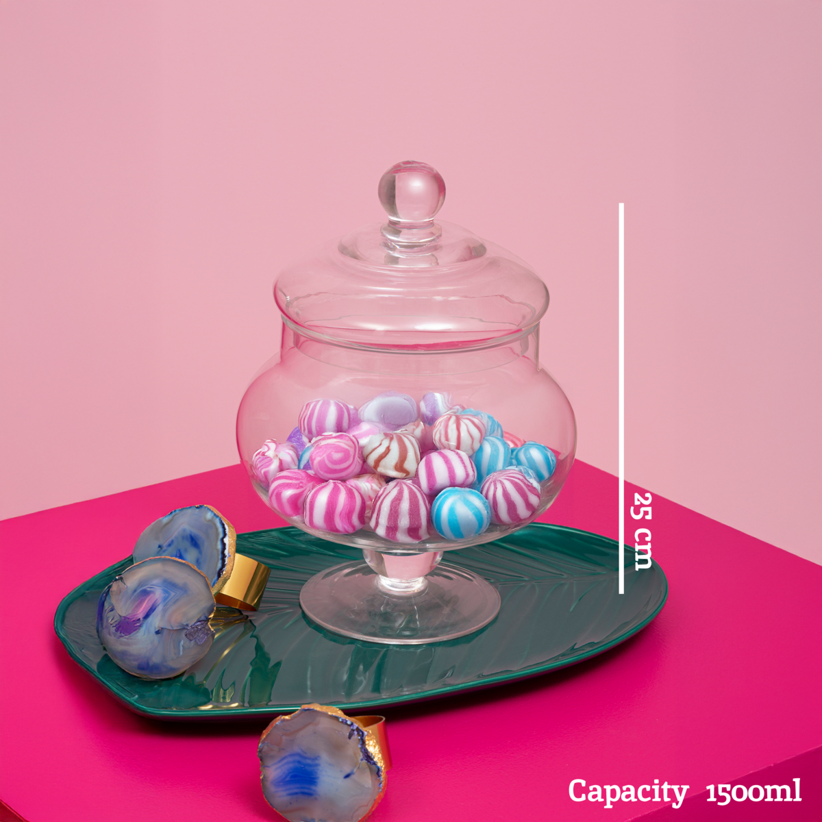 Orsina Olivia Small Glass Candy Jar – Clear Footed Storage Canister