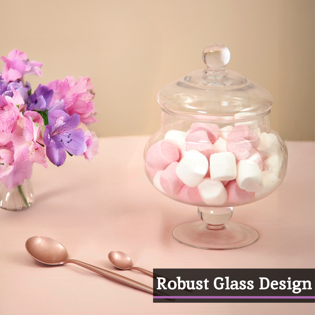 Orsina Olivia Small Glass Candy Jar – Clear Footed Storage Canister