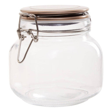 Orsina Luca 800ml Glass Jar – Square Pantry Storage with Champagne Lid