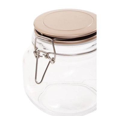 Orsina Luca 800ml Glass Jar – Square Pantry Storage with Champagne Lid