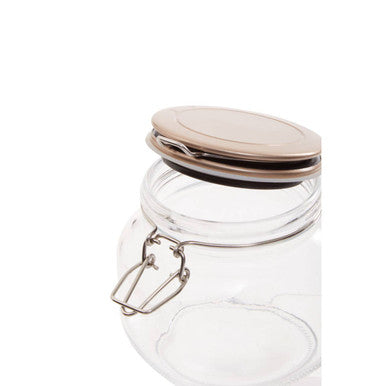 Orsina Luca 800ml Glass Jar – Square Pantry Storage with Champagne Lid