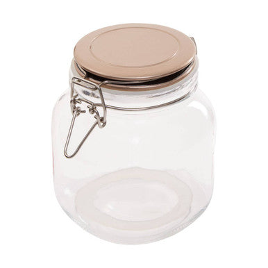 Orsina Luca Square 1050ml Glass Jar with Champagne Clip Lock Lid