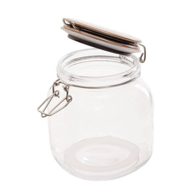 Orsina Luca Square 1050ml Glass Jar with Champagne Clip Lock Lid